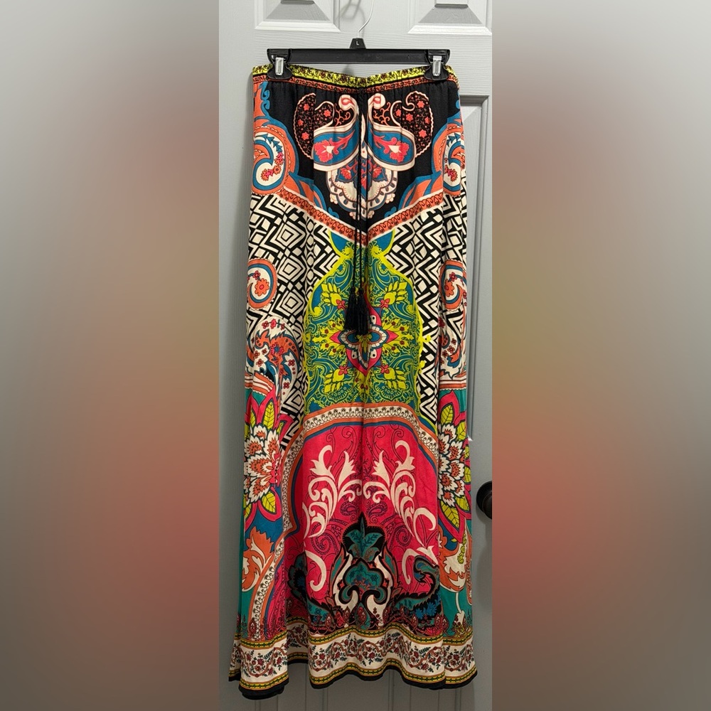 Flying Tomato Bright Multicolor Paisley Pattern Maxi Skirt Size Large